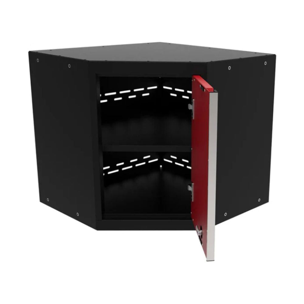 NewAge Pro Series Corner Wall Cabinet - Black Frame/Red Door 52201