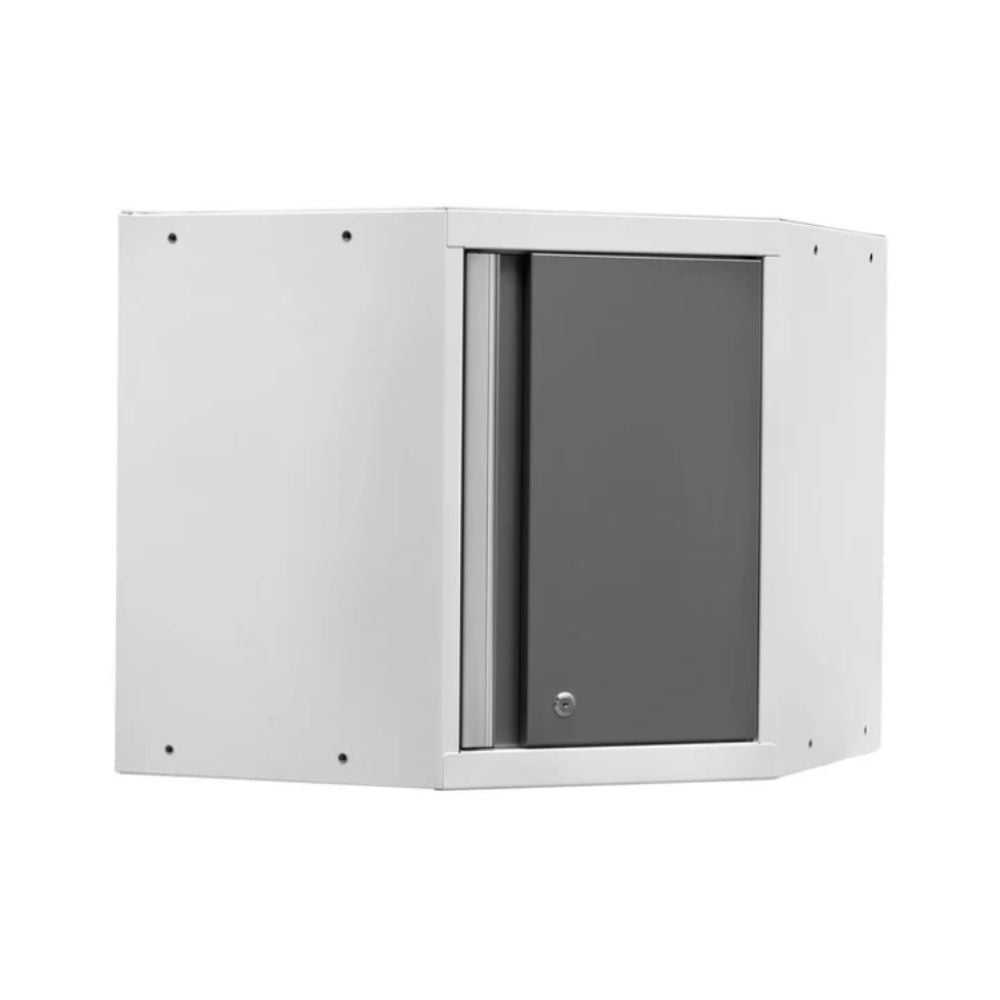 NewAge Pro Series Corner Wall Cabinet White Frame/Platinum Door 52401