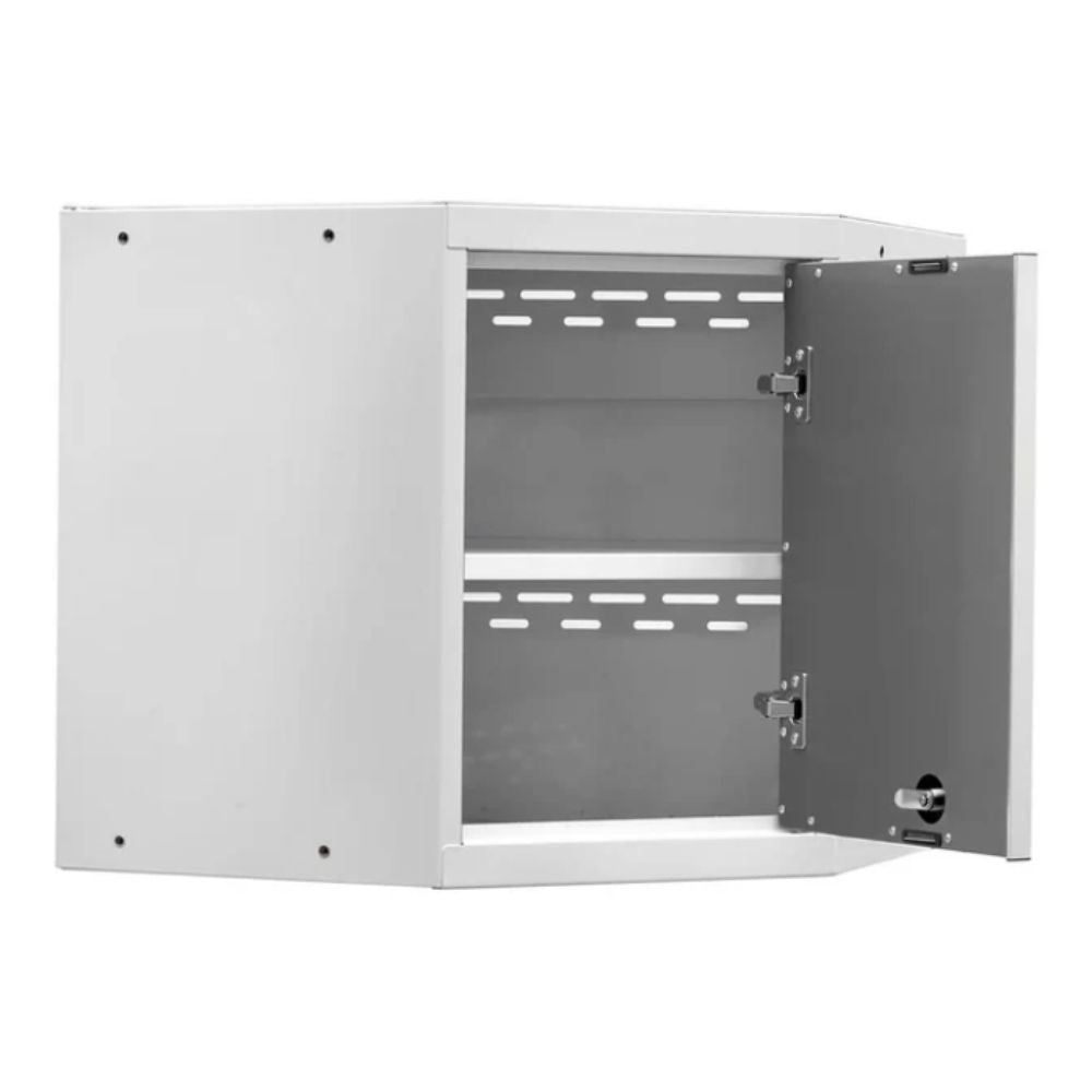 NewAge Pro Series Corner Wall Cabinet White Frame/Platinum Door 52401