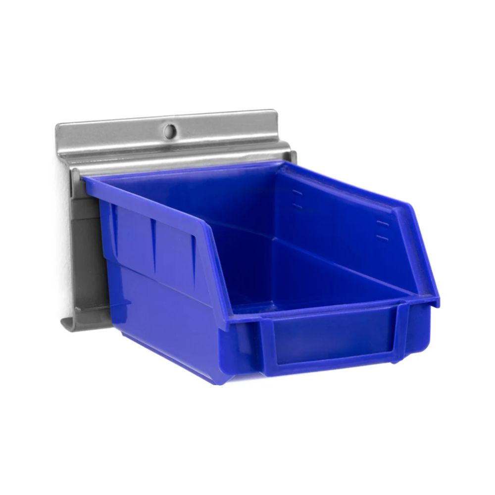 NewAge Products PVC Slatwall Blue Parts Bins with Support 4/pack 51784