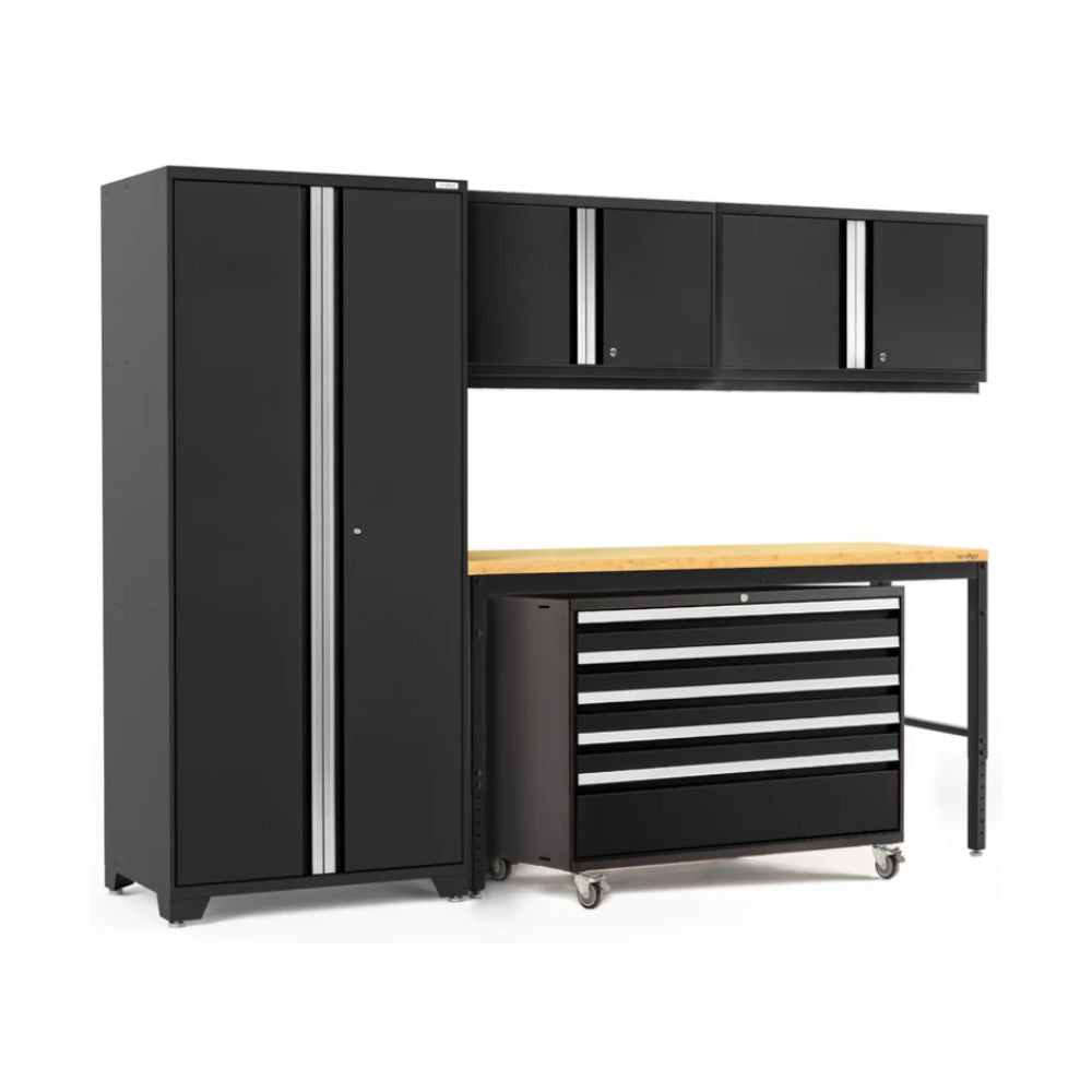 NewAge Products Pro Series 5 Piece Cabinet Set Black Frame/Black Door