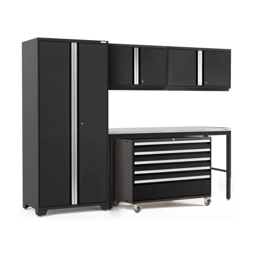 NewAge Products Pro Series 5 Piece Cabinet Set Black Frame/Black Door