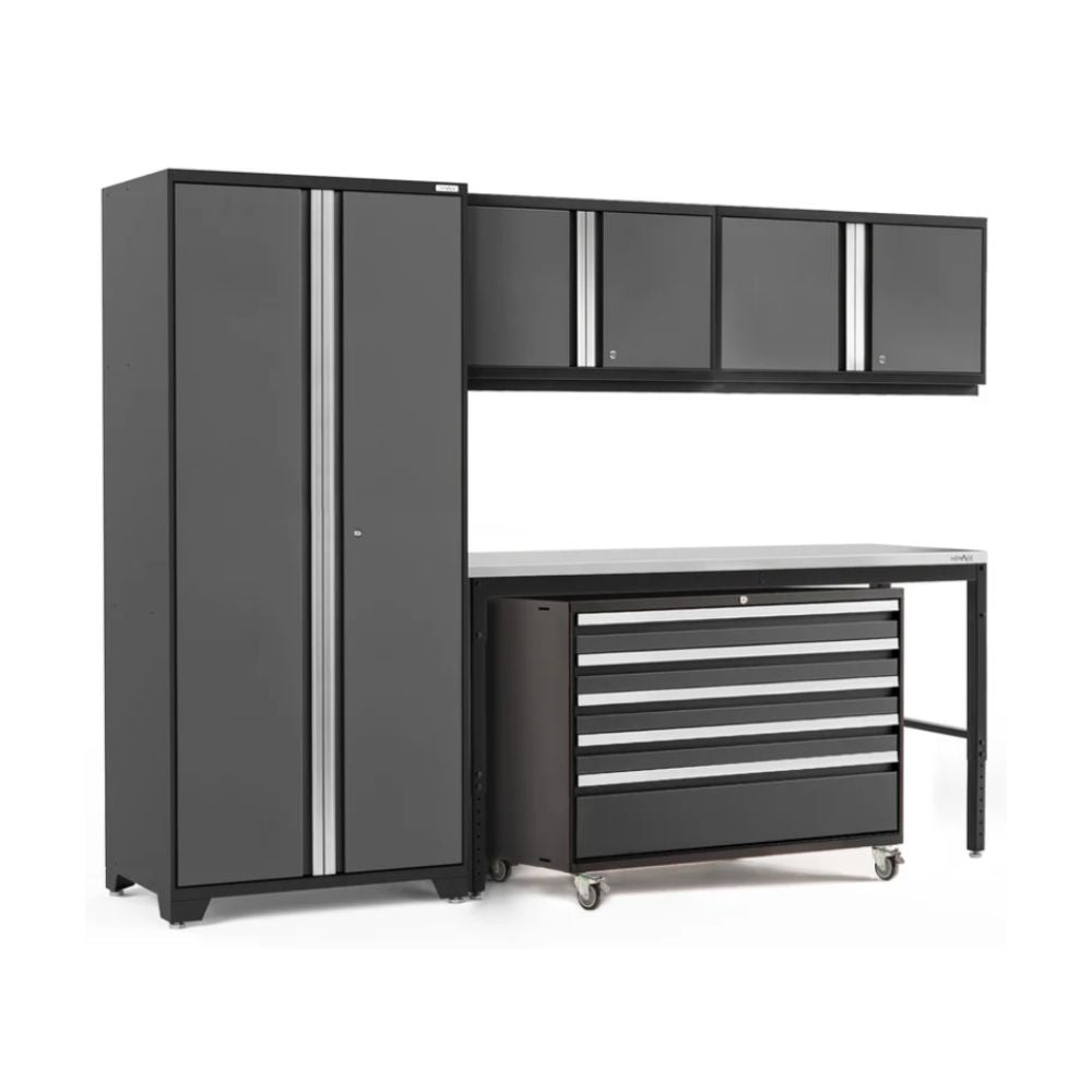 NewAge Products Pro Series 5 Piece Cabinet Set Black Frame/Gray Door