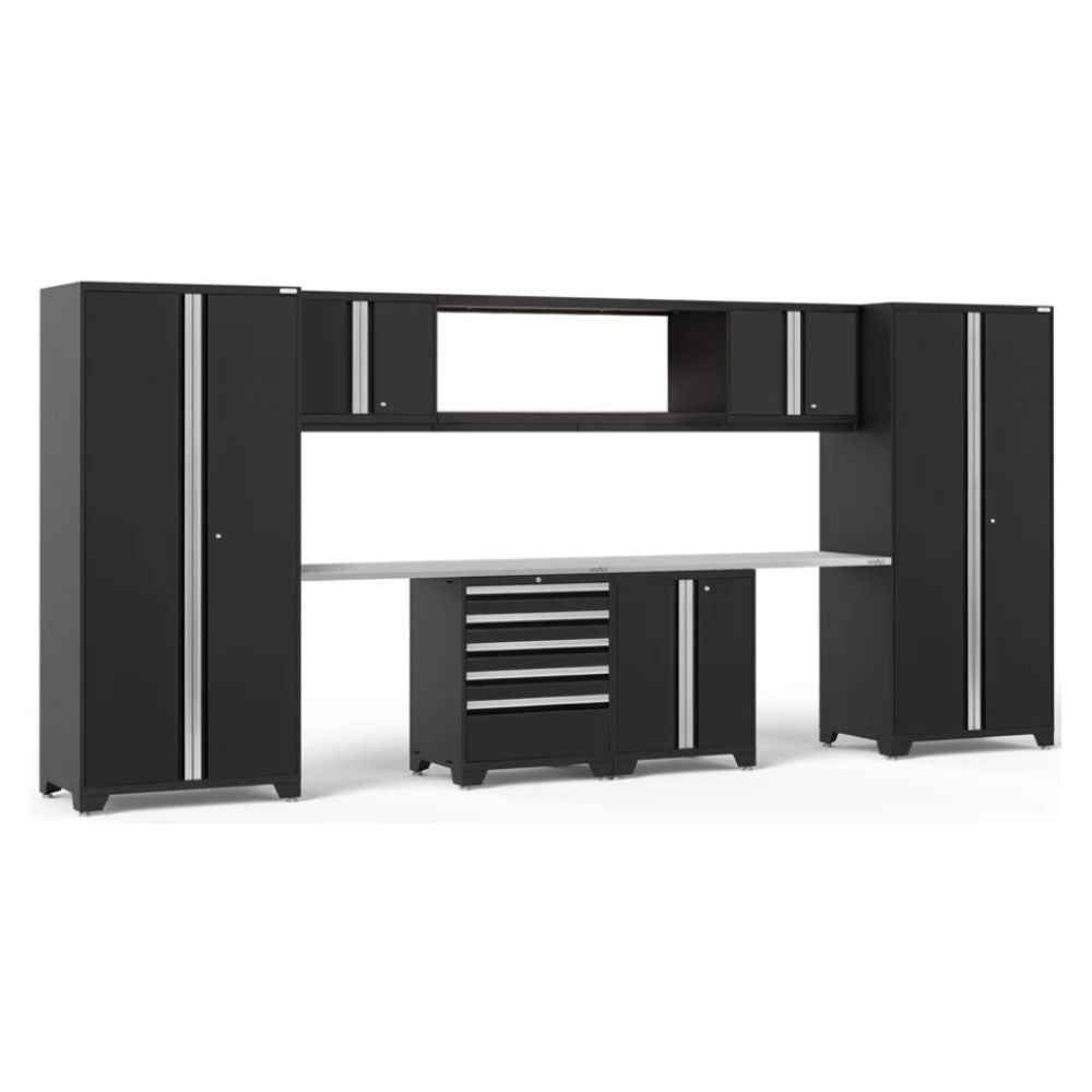 NewAge Products Pro Series 9 Piece Cabinet Set Black Frame/Black Door