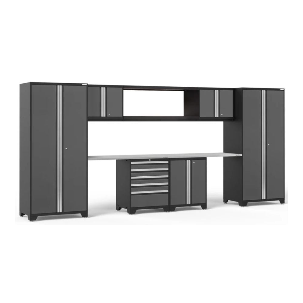 NewAge Products Pro Series 9 Piece Cabinet Set Black Frame/Gray Door