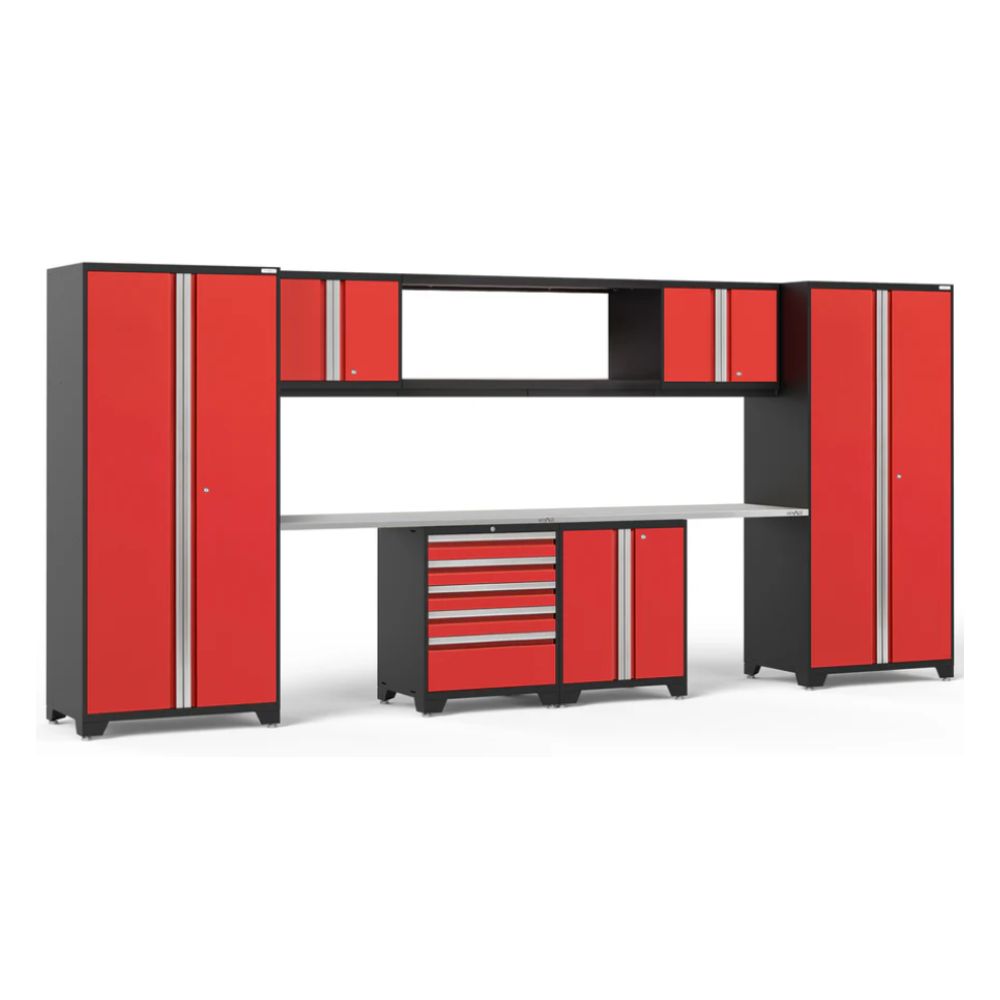 NewAge Products Pro Series 9 Piece Cabinet Set - Black Frame/Red Door