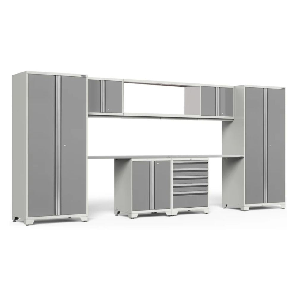NewAge Products Pro Series 9pc. Cabinet Set White Frame/Platinum Door