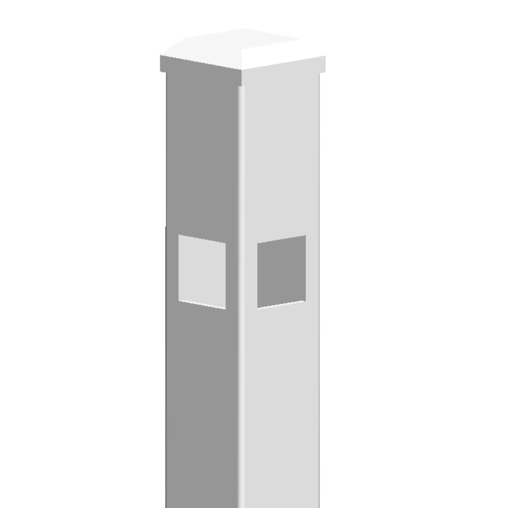 2" x 102" Commercial Corner Post Double Picket Spear Head (White)