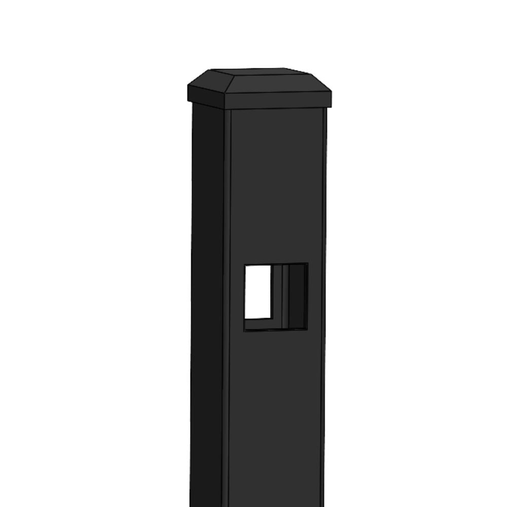 2" x 102" Commercial Line Post Doggie Picket Flat Head (Black)