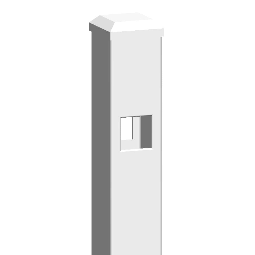 2" x 102" Parkway Line Post Full Double Picket Spear Head (White)