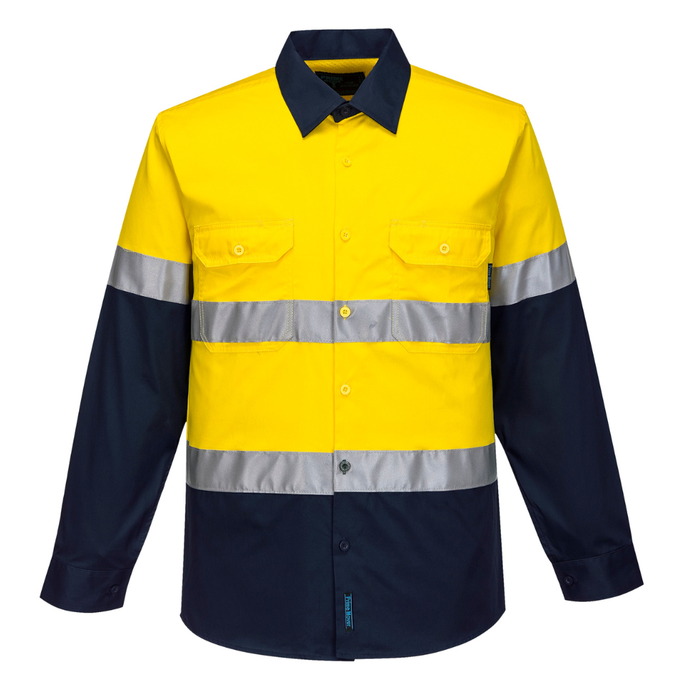 Portwest F145 - Iona Enhanced Cotton Shirt (Yellow/Navy)