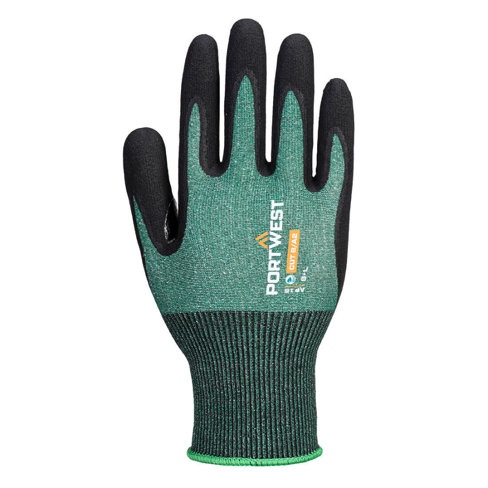 Portwest AP15 SG Cut B18 Nitrile in Green/Black (12 Pairs)