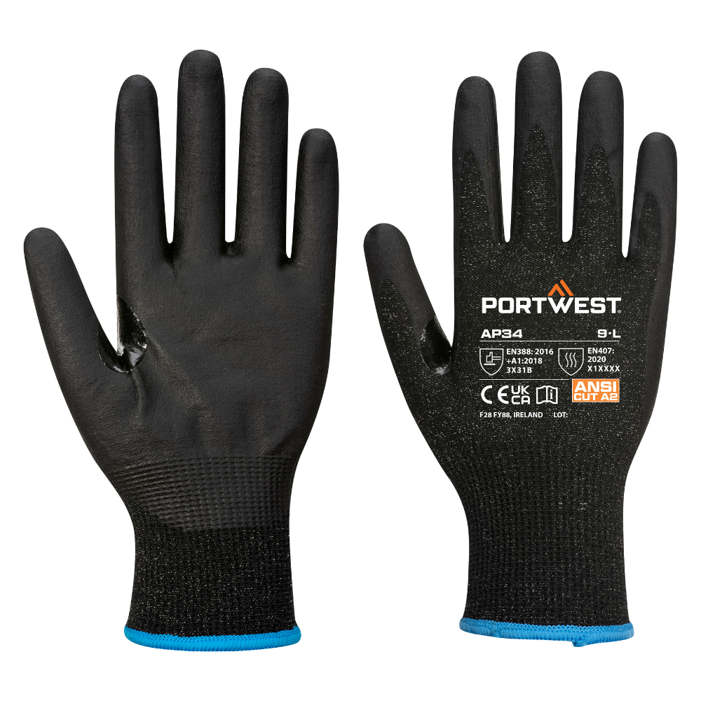 Portwest AP34 - LR15 Nitrile Foam Touchscreen Glove in Black (12 Pairs)