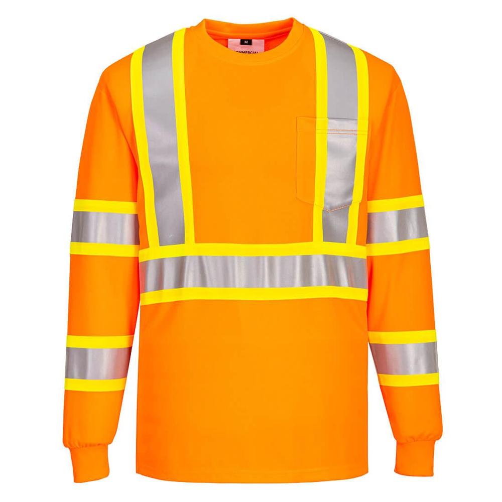 Portwest CA111 - Hi-Vis X Back Contrast Tape T-Shirt L/S (Orange)