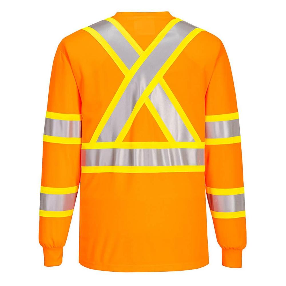 Portwest CA111 - Hi-Vis X Back Contrast Tape T-Shirt L/S (Orange)