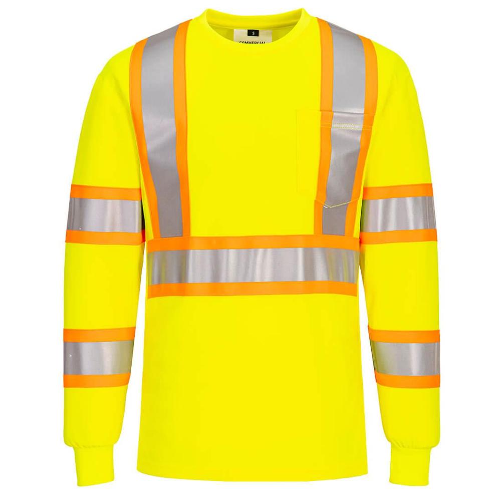 Portwest CA111 - Hi-Vis X Back Contrast Tape T-Shirt L/S (Yellow)