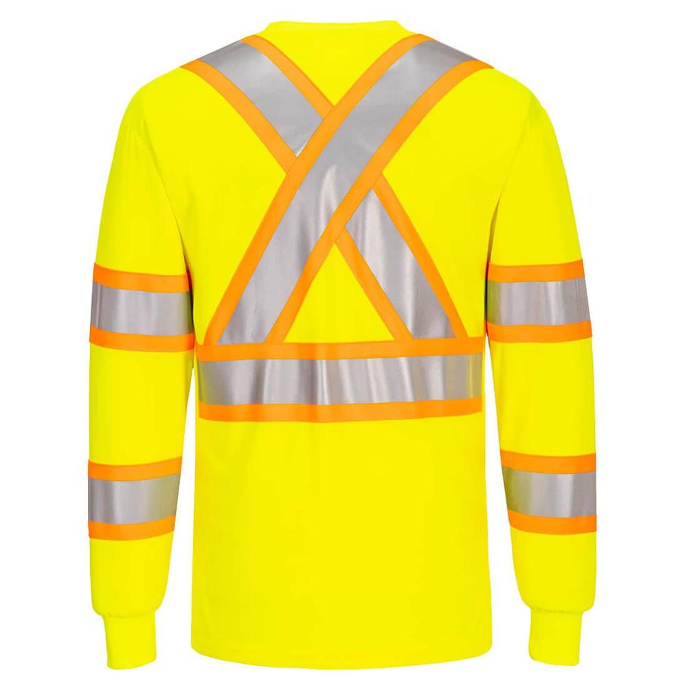 Portwest CA111 - Hi-Vis X Back Contrast Tape T-Shirt L/S (Yellow)