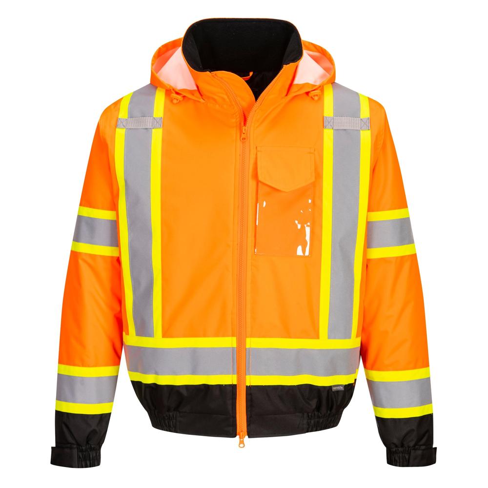 Portwest CA160 - Hi-Vis X Back Contrast Tape Winter Bomber Jacket (Orange/Black)