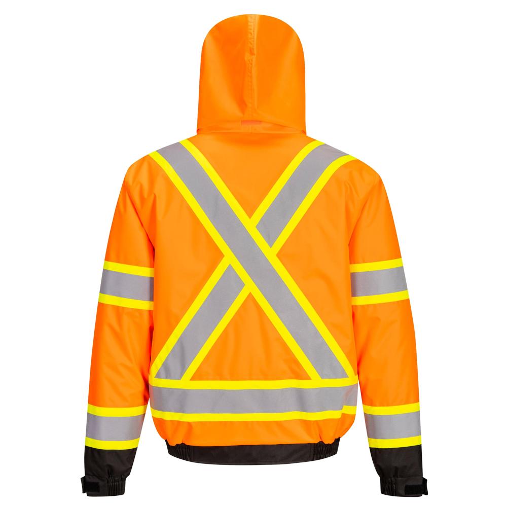 Portwest CA160 - Hi-Vis X Back Contrast Tape Winter Bomber Jacket (Orange/Black)