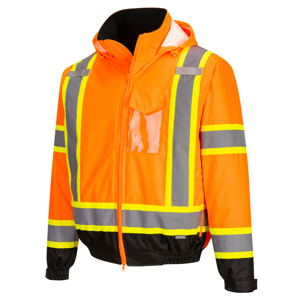 Portwest CA160 - Hi-Vis X Back Contrast Tape Winter Bomber Jacket (Orange/Black)