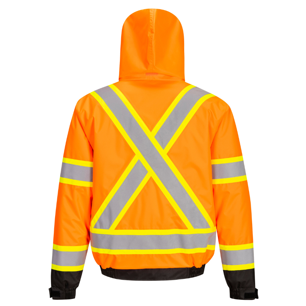 Portwest CA160 - Hi-Vis X Back Contrast Tape Winter Bomber Jacket (Orange/Black)