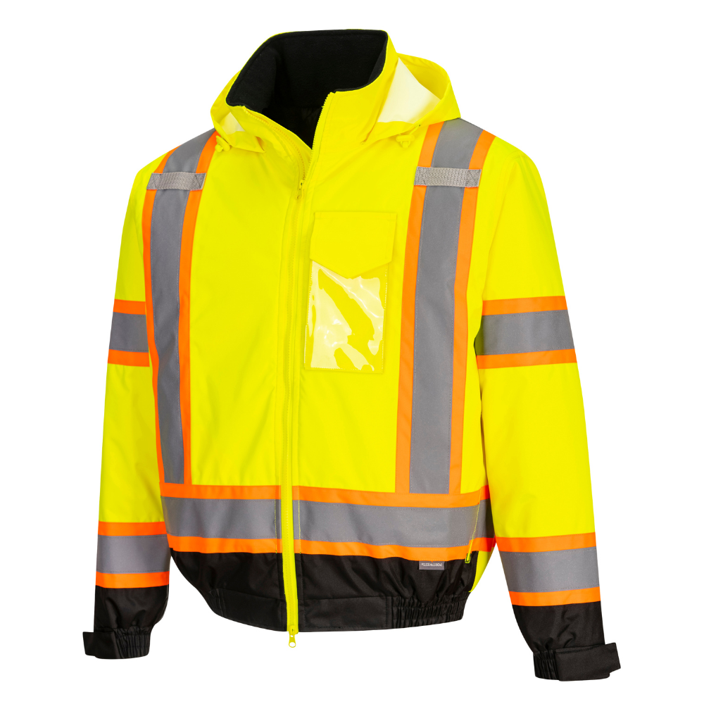 Portwest CA160 - Hi-Vis X Back Contrast Tape Winter Bomber Jacket (Yellow/Black)