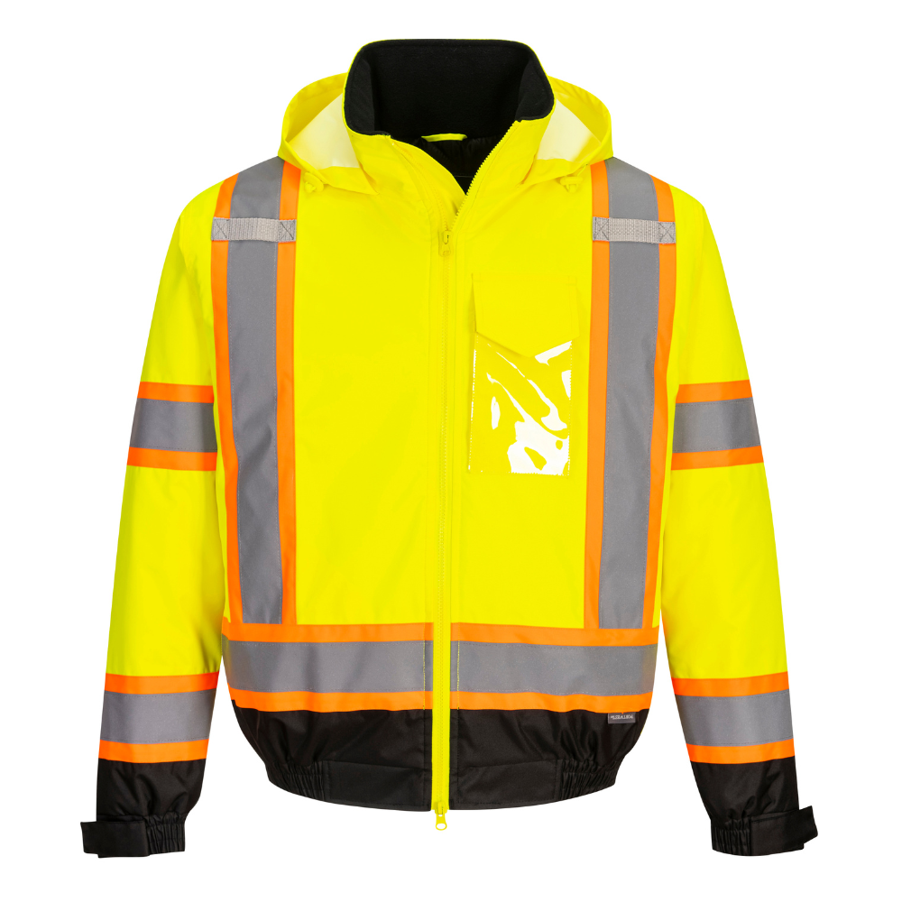 Portwest CA160 - Hi-Vis X Back Contrast Tape Winter Bomber Jacket (Yellow/Black)