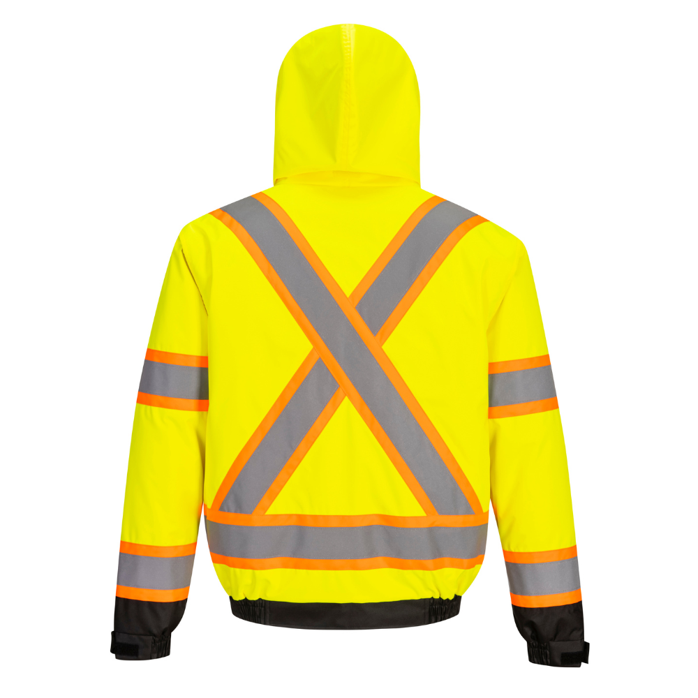 Portwest CA160 - Hi-Vis X Back Contrast Tape Winter Bomber Jacket (Yellow/Black)