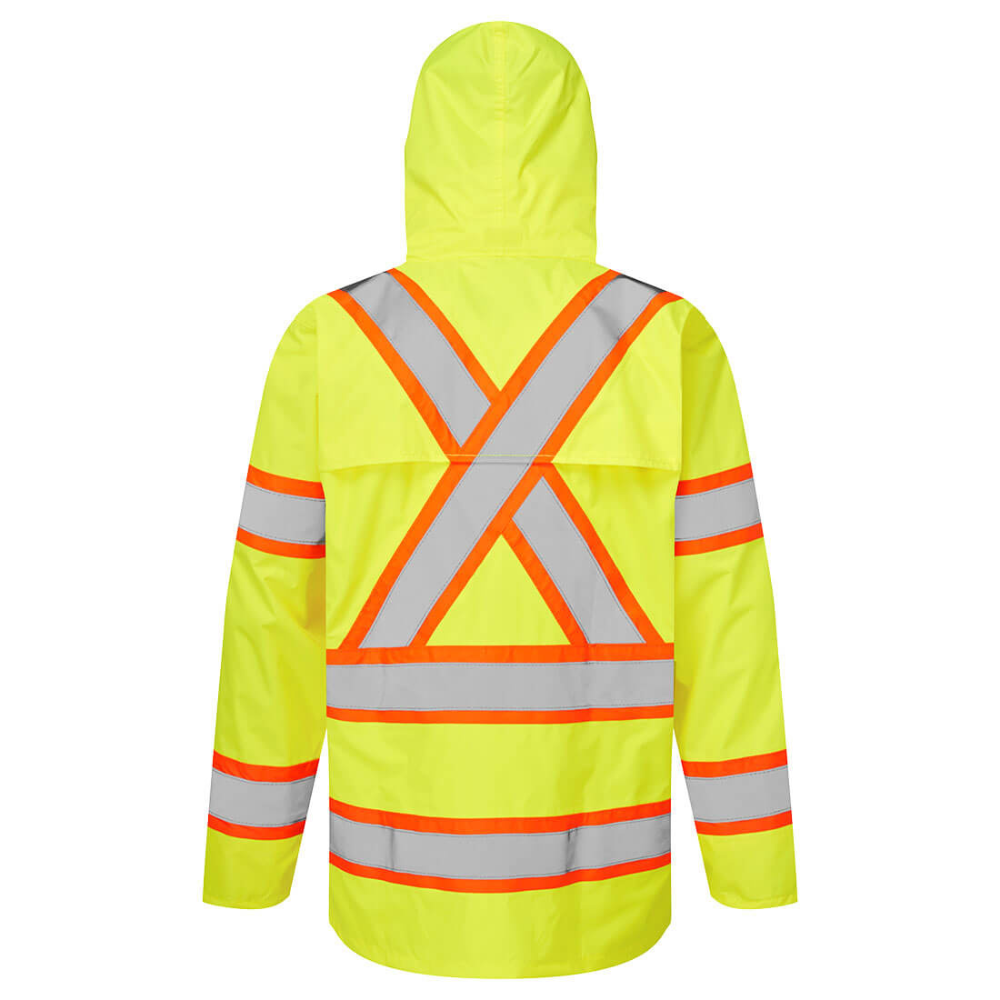 Portwest CA400 - Hi-Vis X Back Contrast Tape Rain Jacket (Yellow)