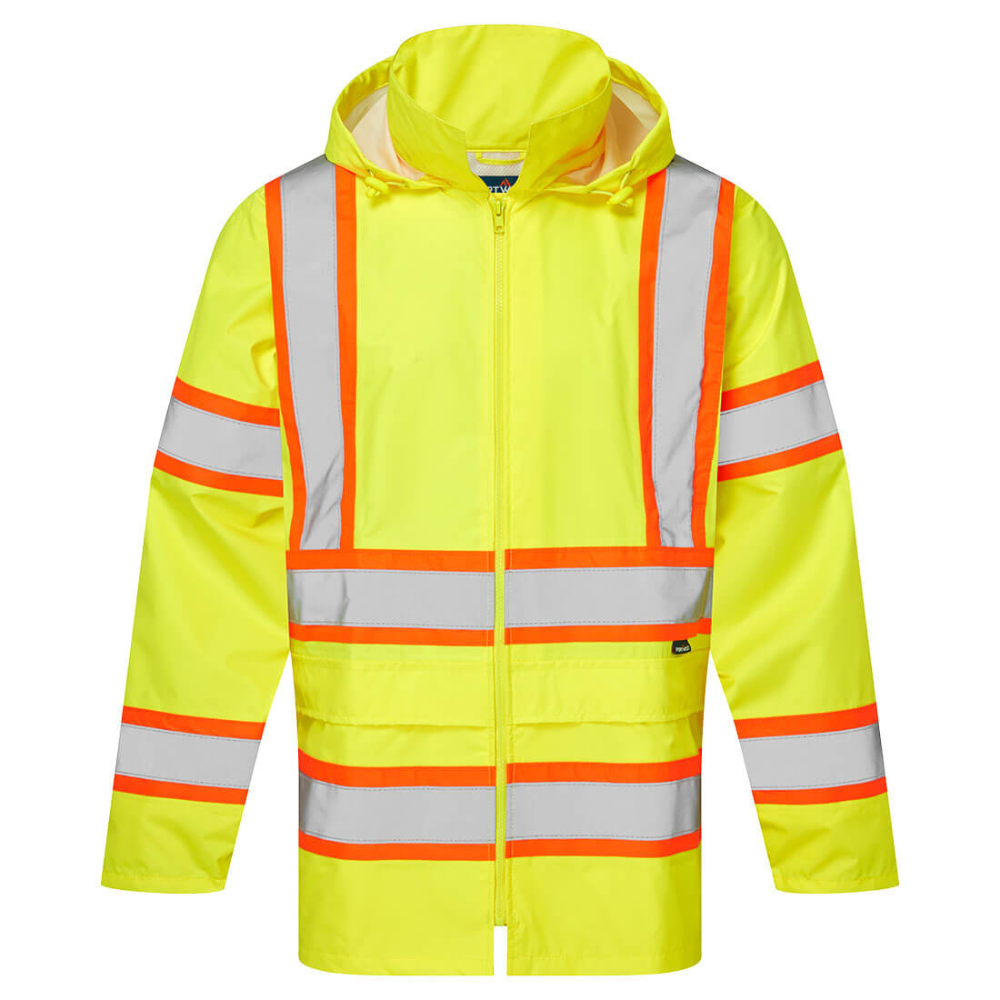 Portwest CA400 - Hi-Vis X Back Contrast Tape Rain Jacket (Yellow)