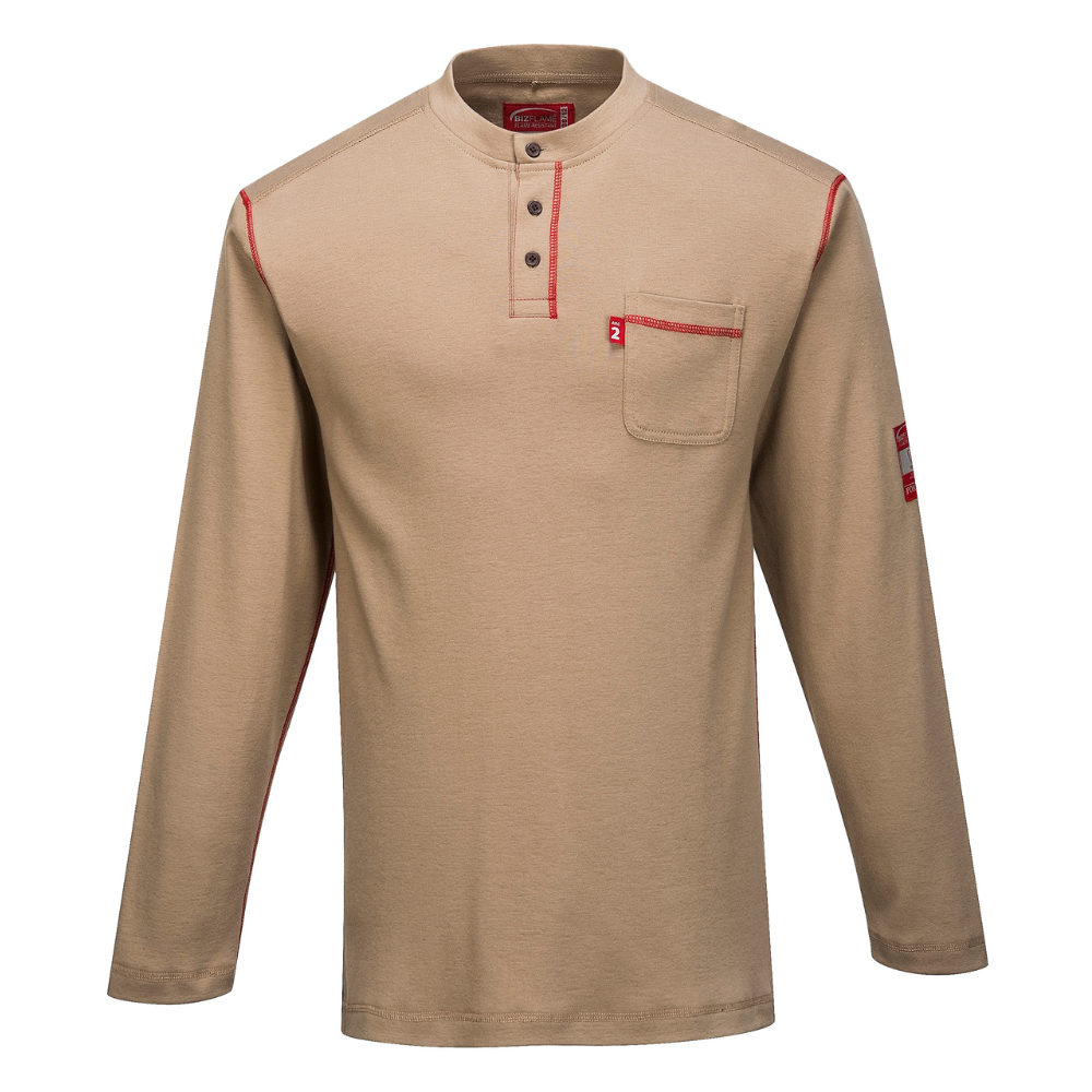 Portwest FR02 - Bizflame FR Henley (Khaki) | All Security Equipment