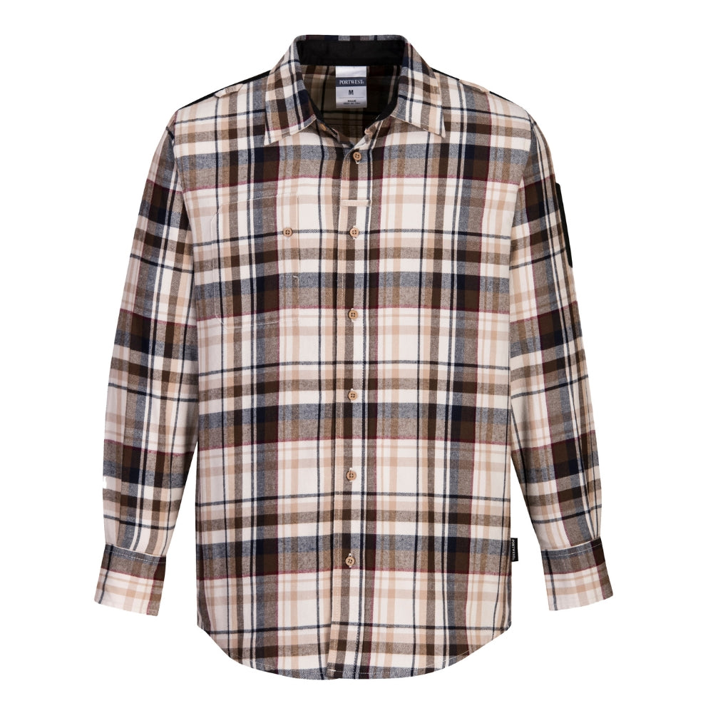 Portwest KX370 - KX3 Plaid Work Shirt (Brown Check)