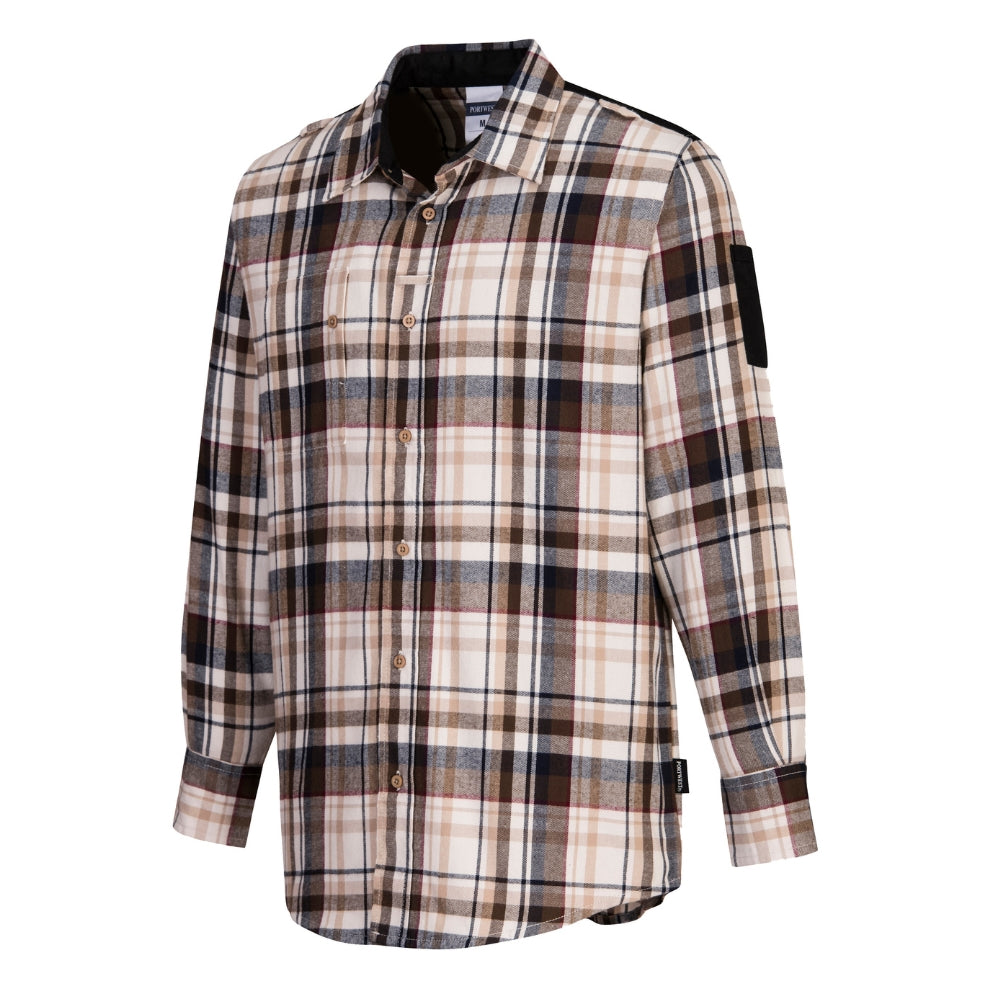 Portwest KX370 - KX3 Plaid Work Shirt (Brown Check)