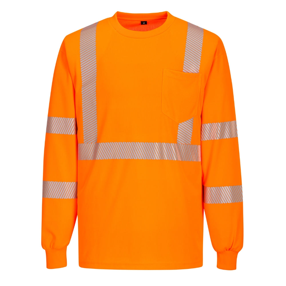 Portwest S195 - Segmented Tape Long Sleeve T-shirt (Orange)