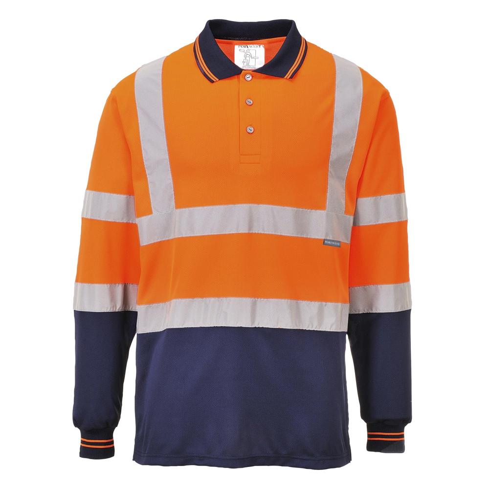 Portwest S279 - Two-Tone Long Sleeve Polo Shirt (Orange/Navy)