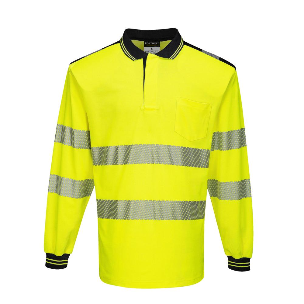 Portwest T184 - PW3 Hi-Vis Long Sleeve Polo Shirt