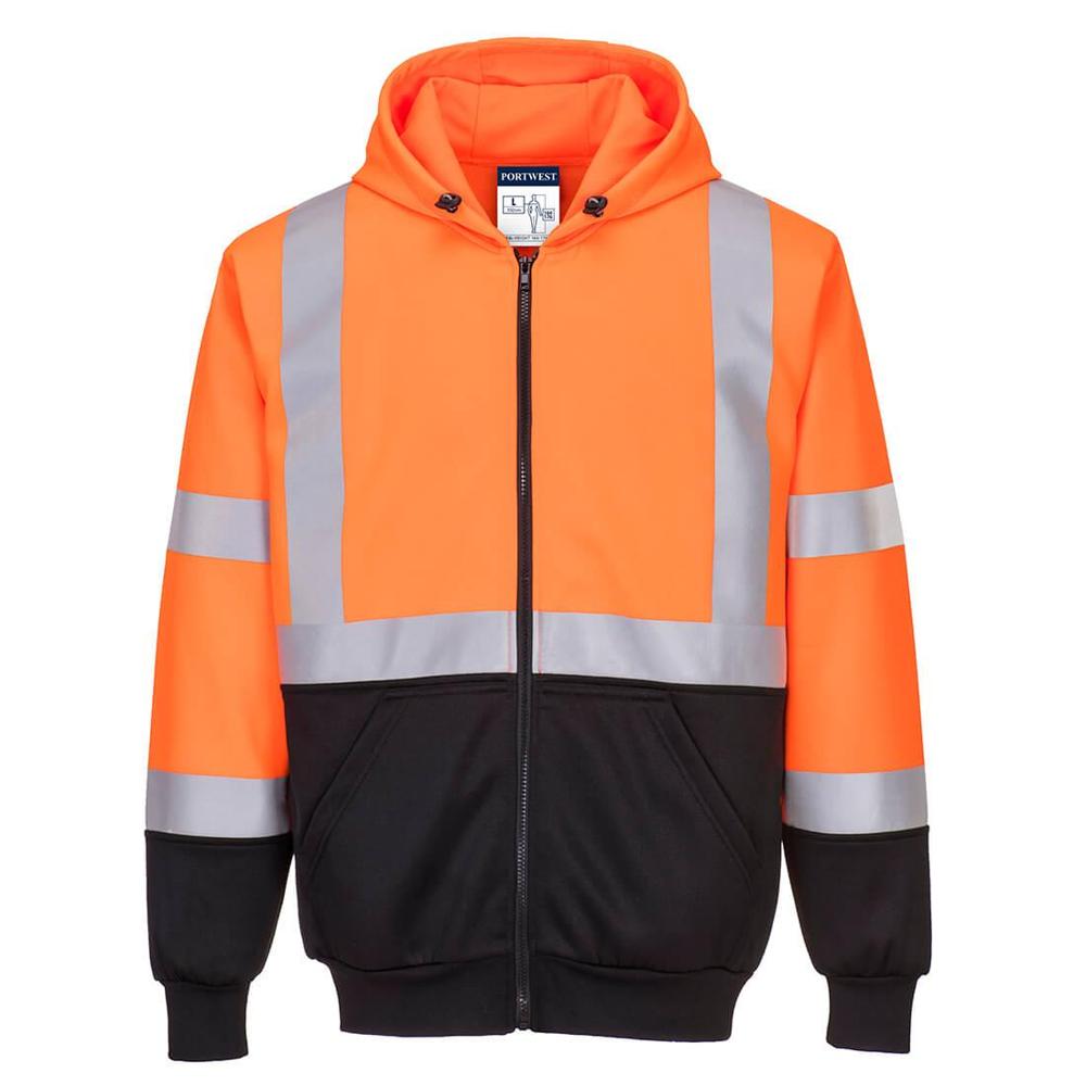 Portwest UB315 - Hi-Vis Two-Tone Zipped Hoodie (Orange/Black)