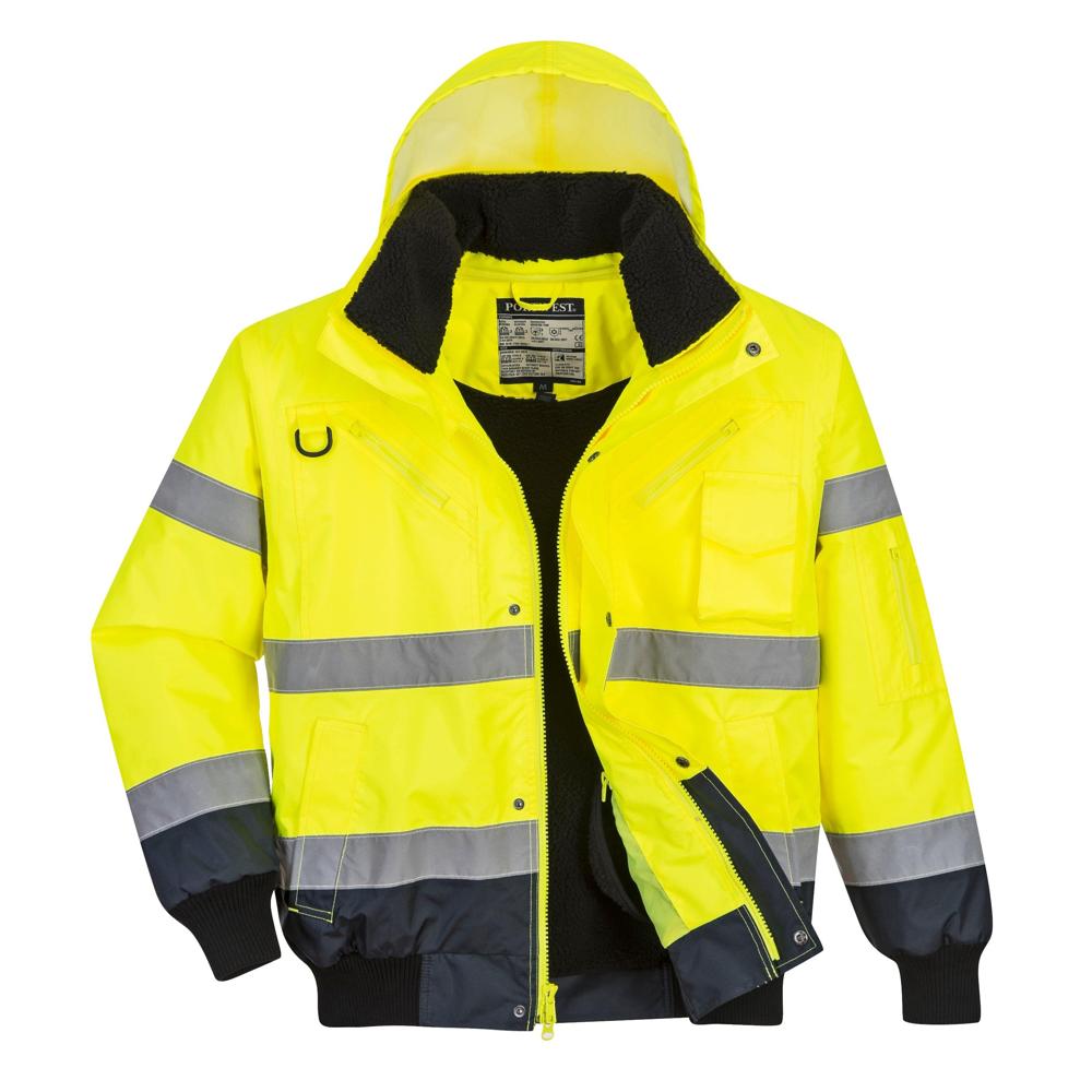 Portwest UC465 - Hi-Vis Contrast Bomber Jacket (Yellow/Navy)