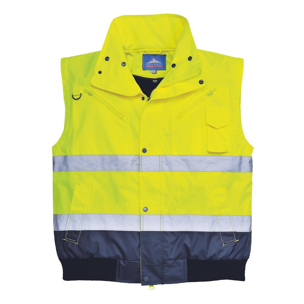 Portwest UC465 - Hi-Vis Contrast Bomber Jacket (Yellow/Navy)