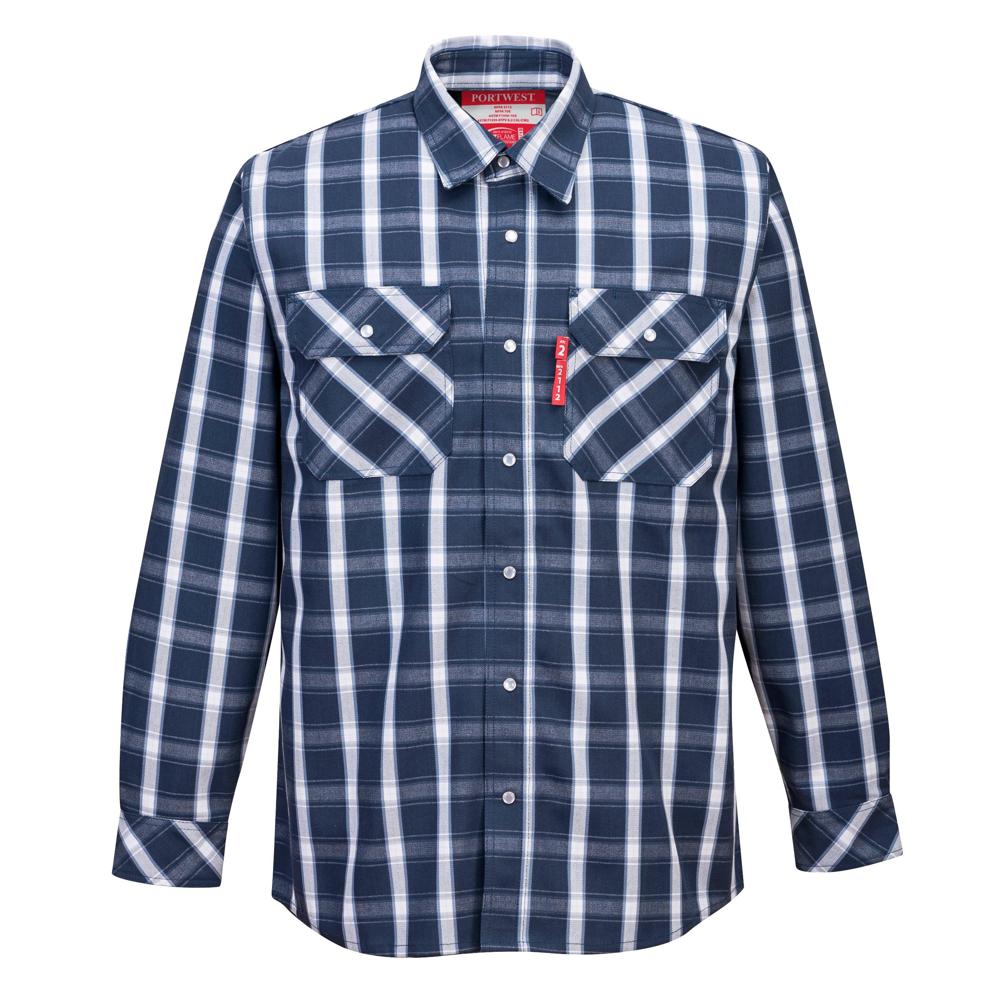 Portwest UFR97 - Bizflame 88/12 FR Plaid Shirt (Navy)