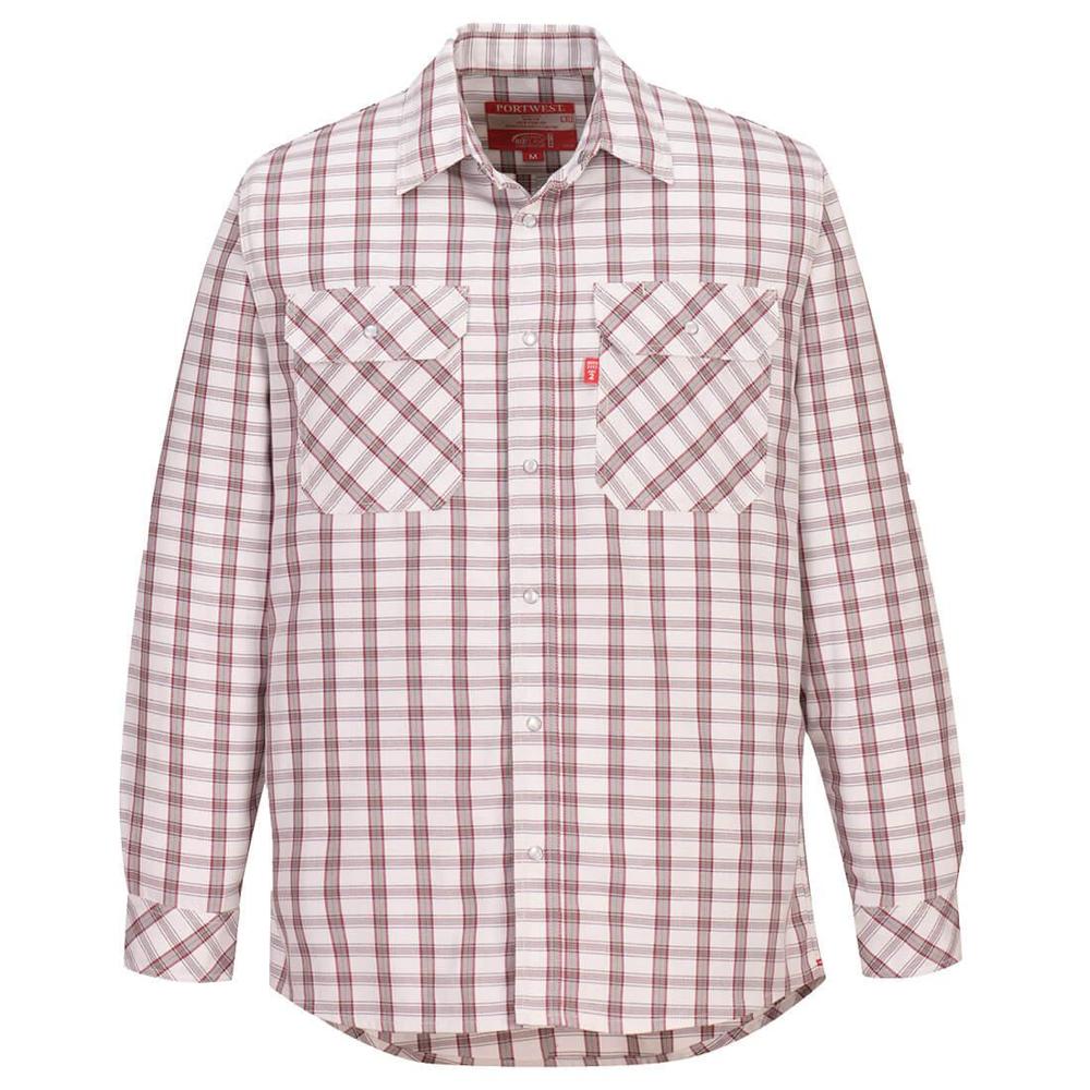 Portwest UFR97 - Bizflame 88/12 FR Plaid Shirt (White)