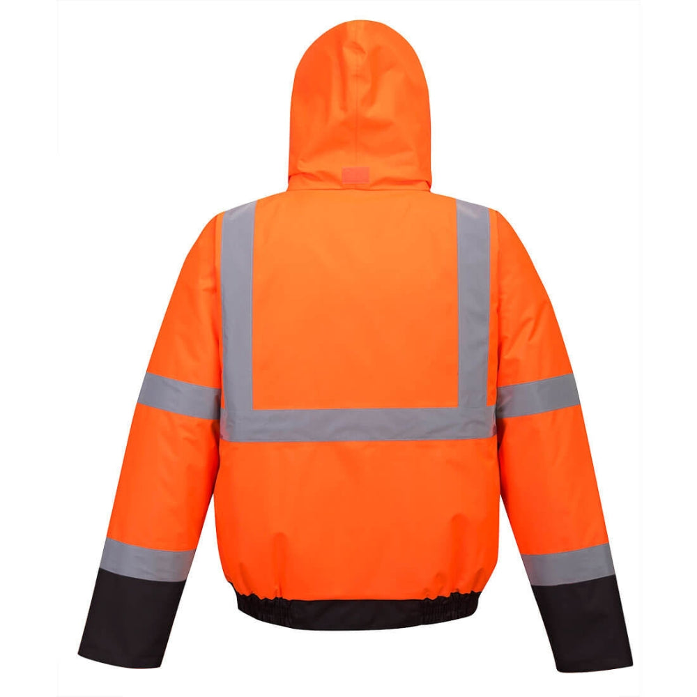 Portwest US363 - Hi-Vis Contrast Winter Bomber Jacket (Orange/Black) - 2