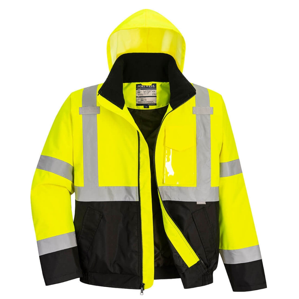 Portwest US363 - Hi-Vis Contrast Winter Bomber Jacket (Yellow/Black) - 1