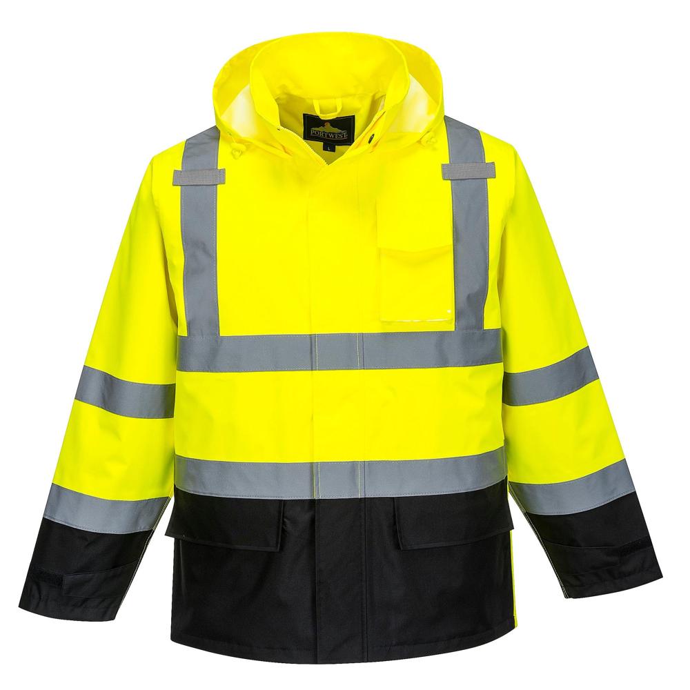 Portwest US366 - Hi-Vis Contrast Rain Jacket (Yellow/Black)