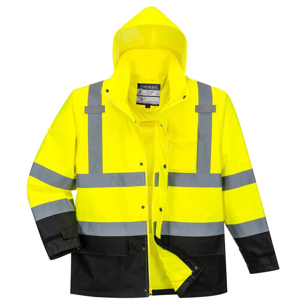 Portwest US366 - Hi-Vis Contrast Rain Jacket (Yellow/Black)