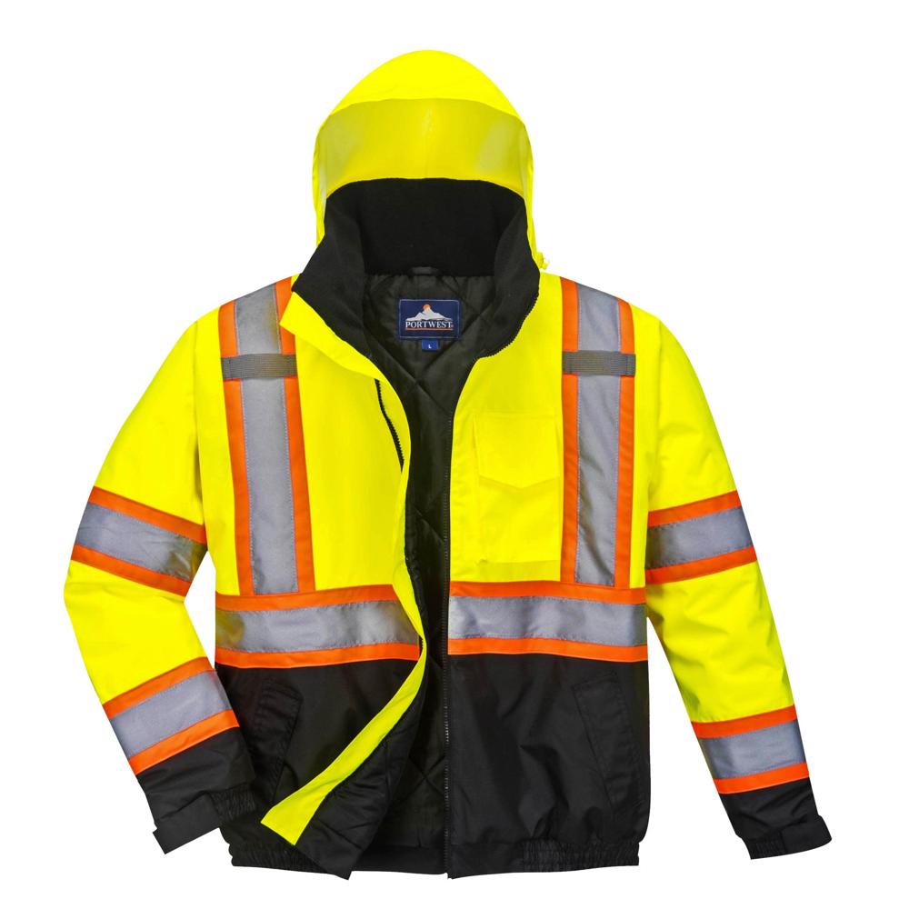 Portwest US367 - Hi-Vis 2-in-1 Contrast Tape Bomber Jacket