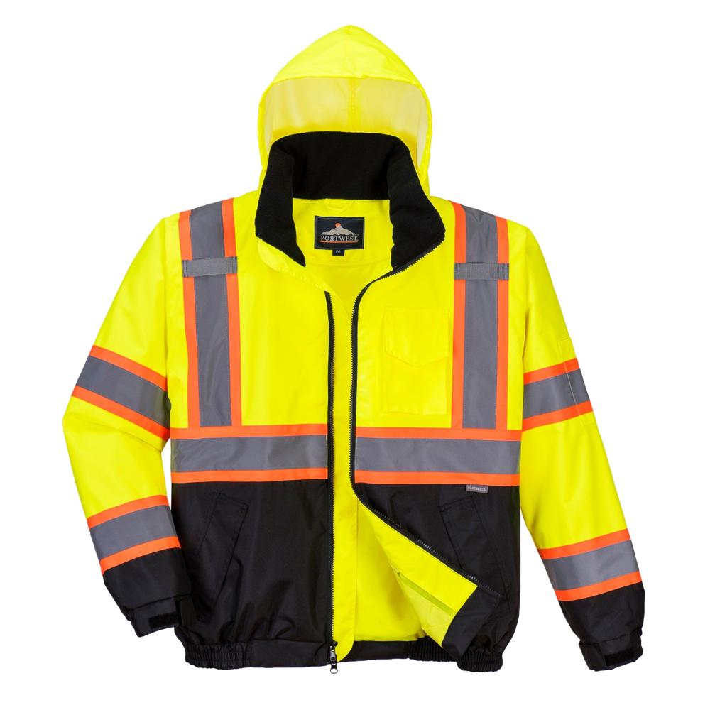 Portwest US367 - Hi-Vis 2-in-1 Contrast Tape Bomber Jacket