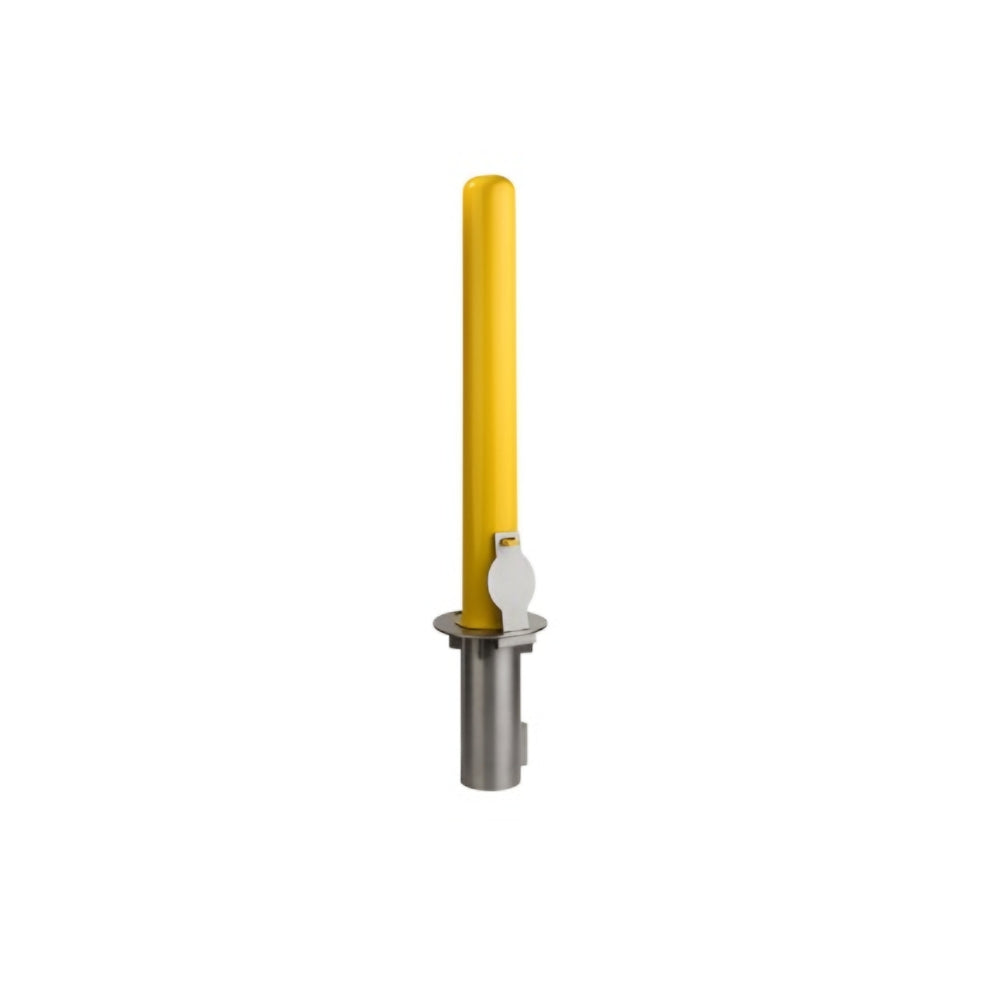 Post Guard 4" Yellow Coated Removable Steel Bollard With Embedment Sleeve | All Security Equipment