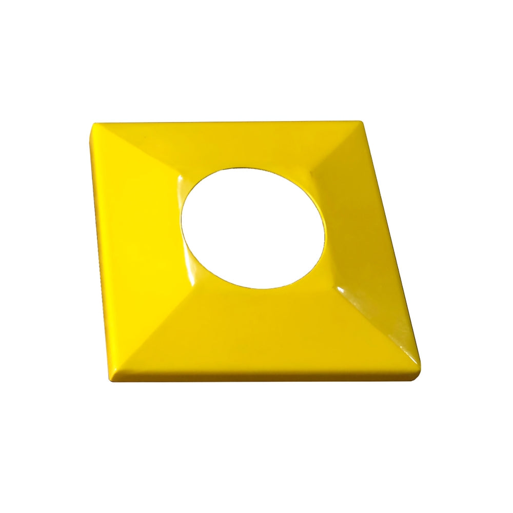 Post Guard Powder Coated Yellow Base Plate Cover for Bolt Down Bollard | All Security Equipment