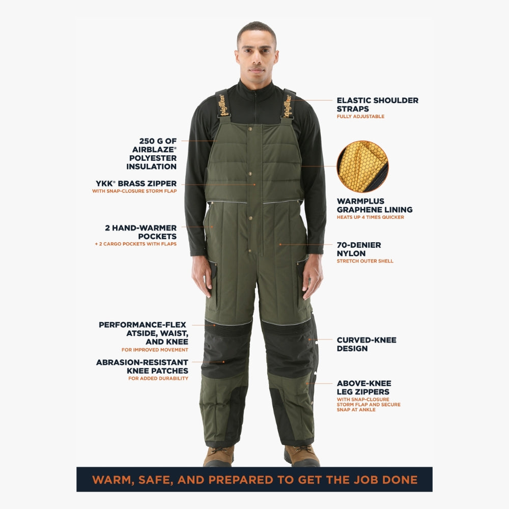 RefrigiWear 54 Gold Bib Overalls (Green) | All Security Equipment